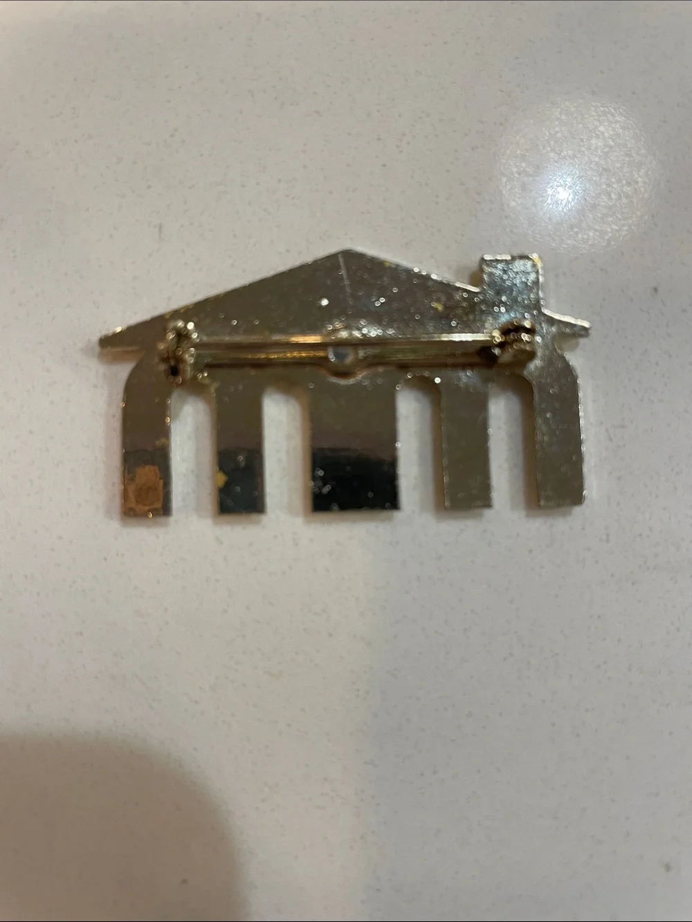 VINTAGE Gold Tone Architectural Arch Brooch